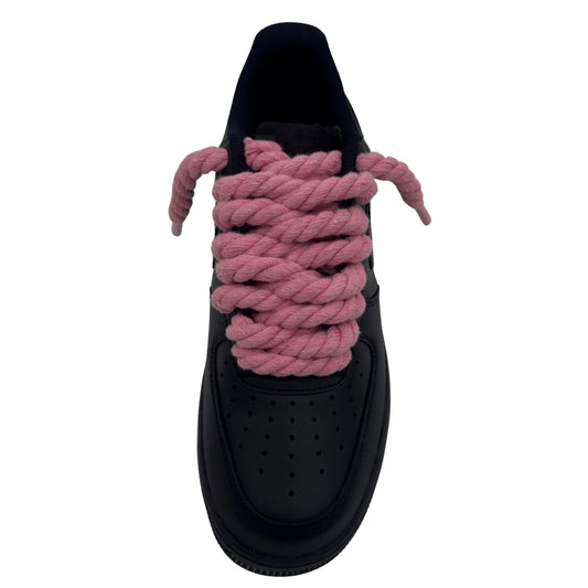 Nike Air Force 1 Low ‘07 Triple Black / Pink Rope Laces