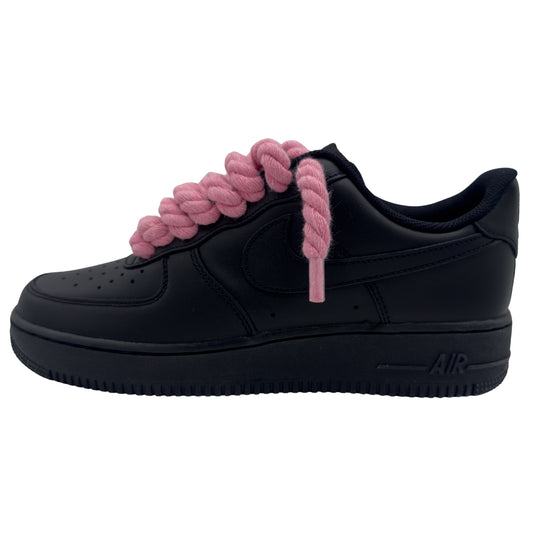 Nike Air Force 1 Low ‘07 Triple Black / Pink Rope Laces