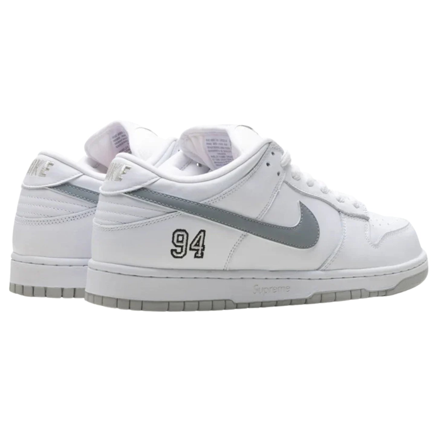 Nike SB Dunk Low Supreme 94 White Metallic Silver