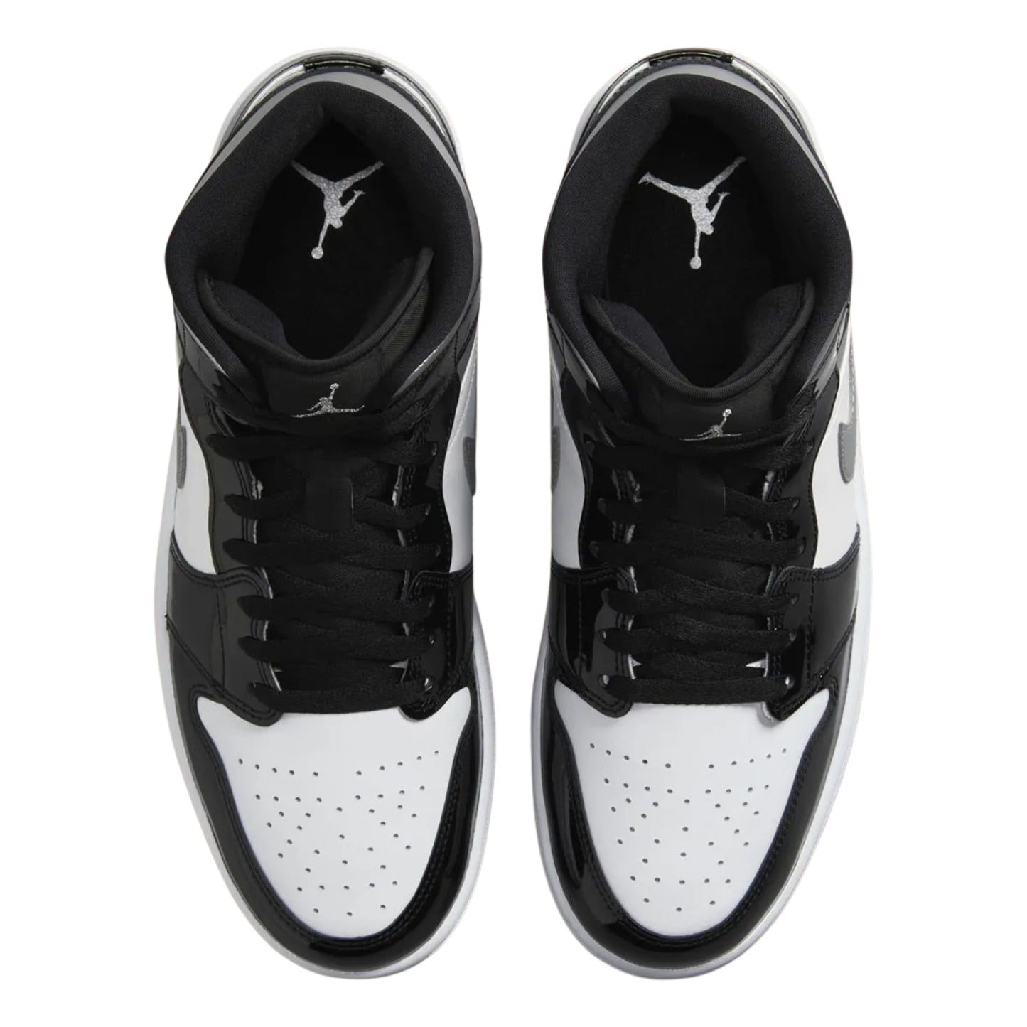 Jordan 1 Mid Patent Black Metallic Silver