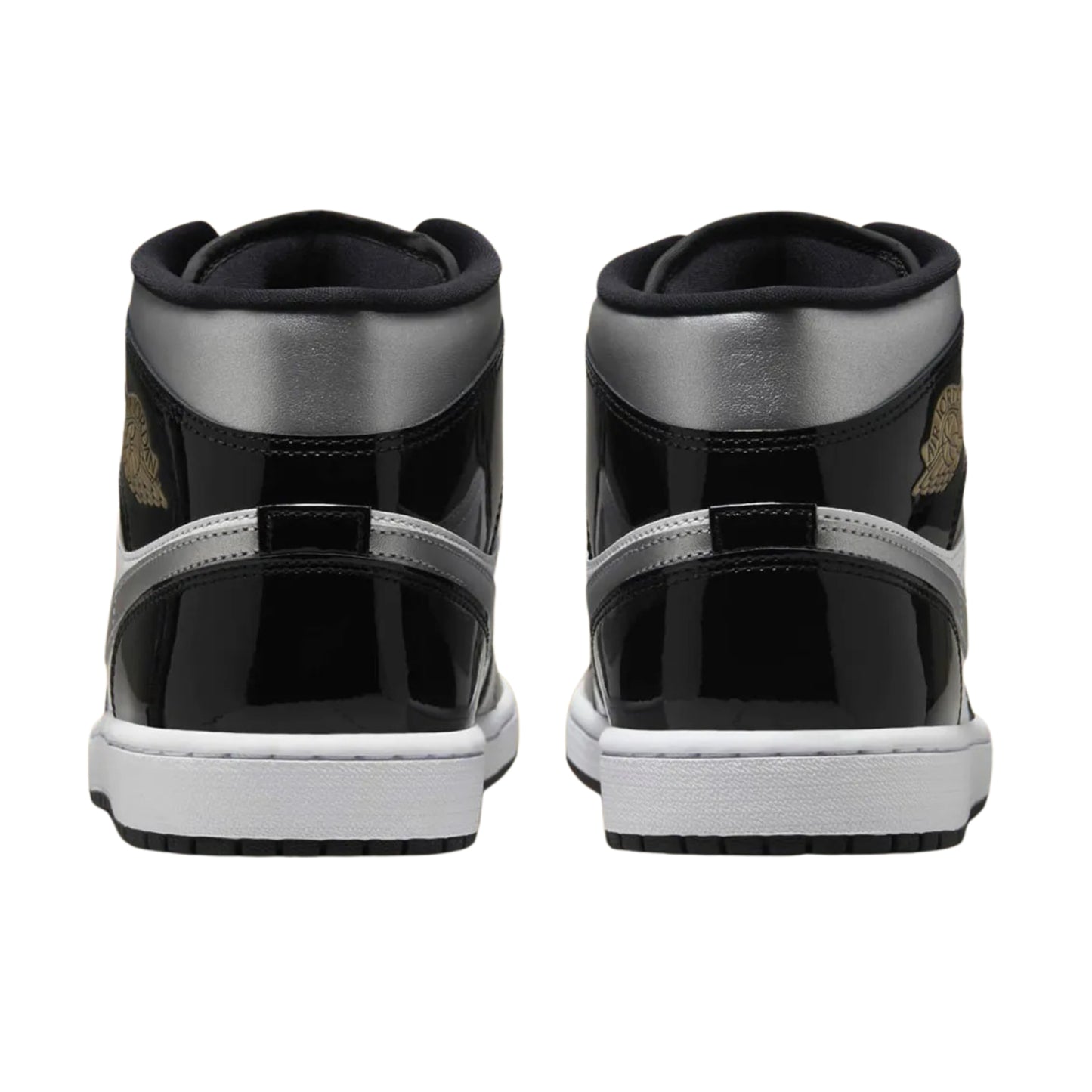 Jordan 1 Mid Patent Black Metallic Silver