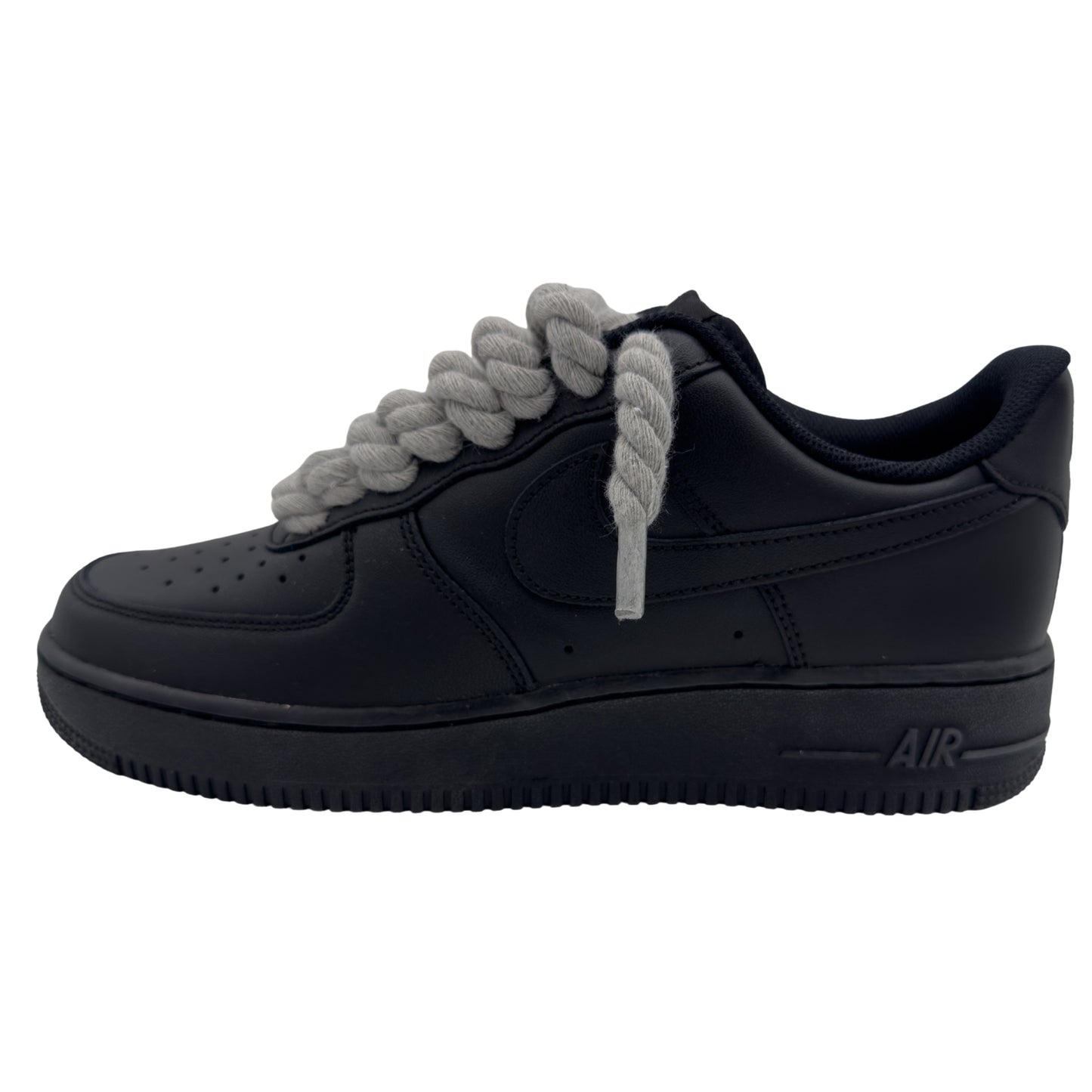 Nike Air Force 1 Low '07 Triple Black / Grey Rope Laces